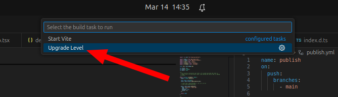 Upgrade level menu
