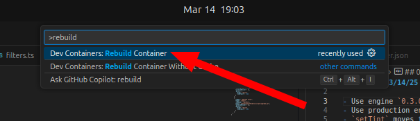 Rebuild devcontainer